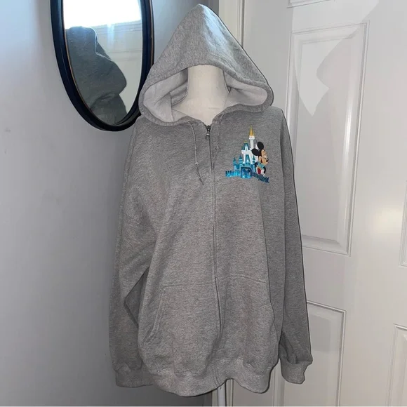 Walt Disney World Mickey Gray Zip Hoodie Sweatshirt - Picture 2 of 11